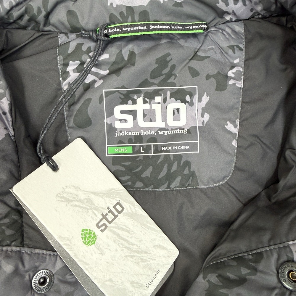 Stio Men's Skycrest Insulated Vest Size Large Steel Gray Camo Camouflage NEW - Picture 4 of 8